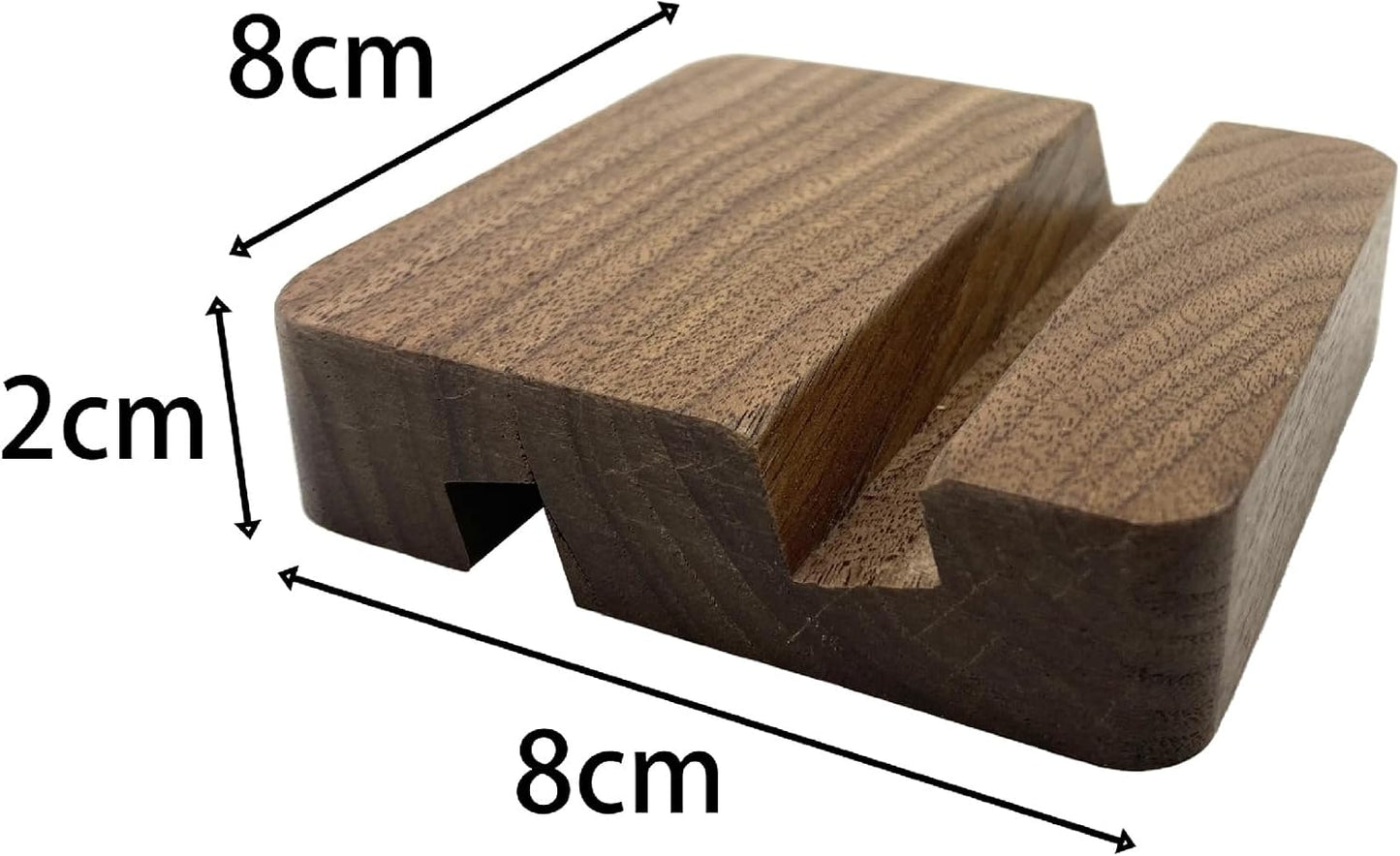 LUCENTIS 2 8 8 cm, Wood Phone Stand, x x Wooden Phone Holder (Black Walnut Square Double Slot)