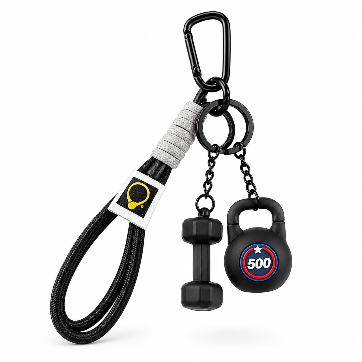 Exodmx Fitness Dumbbell & Kettlebell Keychain - Cute Mini Charm for Gym Lovers, Car/Bag/Purse Accessory (Gift for Men & Women)-black