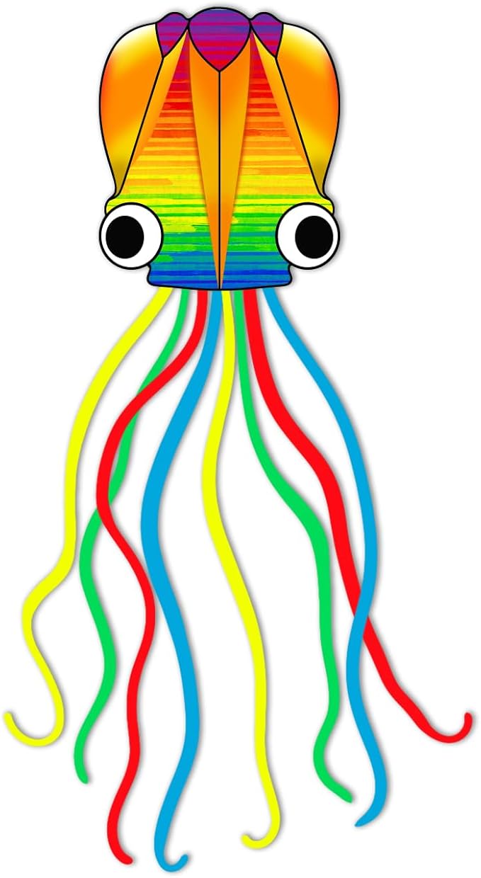 Xida Octopus Kite for Kids Ages 4-8, Professional Kites for Beginners and Adults, Easy to Fly Beach Kites for Boys and Girls, Long Colorful Tail with 200ft Line, Large Kite for Outdoor Family Games