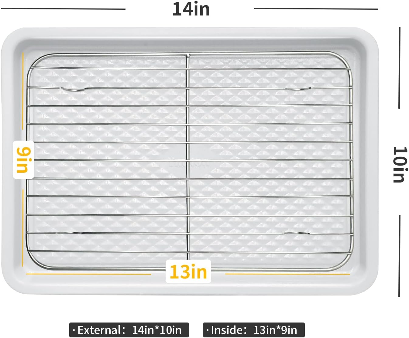 Skiennix Nonstick Ceramic Baking Sheet Set - 2-Pack 13x9 Quarter Pan, Oven Safe 550°F, Dishwasher Safe, Gray/Yellow