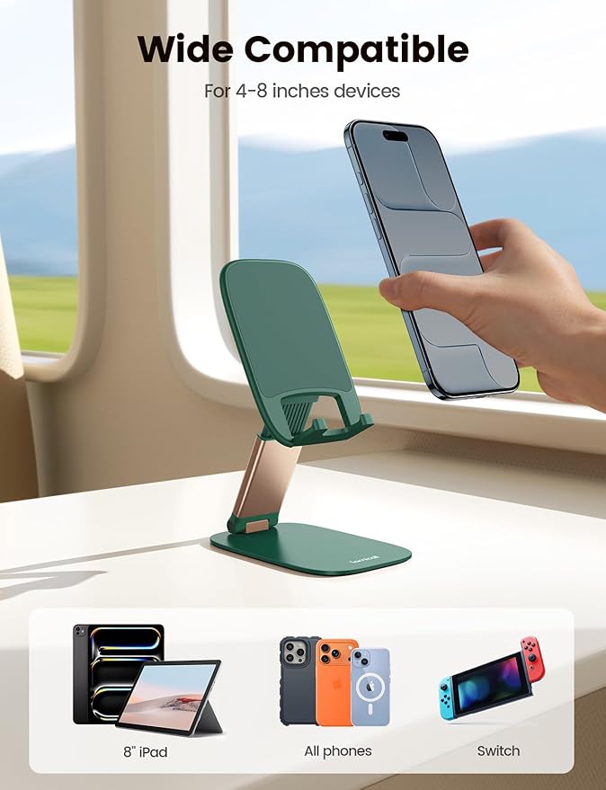Lamicall Ultra-Thin Cell Phone Holder, Green Office Desk Accessories for iPhone Stand, Gifts for Fathers Day Men Dad Husband from Daughter Son Wife, Workspace Desk Organizer, Green Office Decor