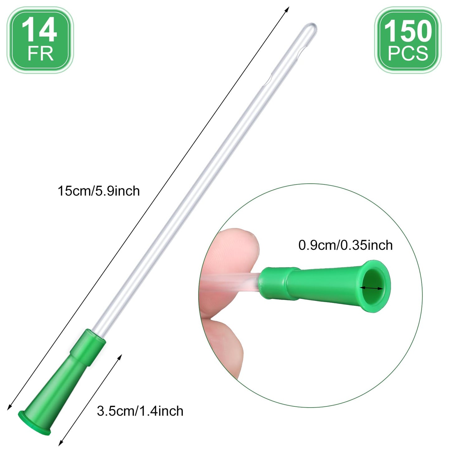 Nuanchu PVC Replacement Tubings Supplies Tubes Kit Clear Replacements Hose with Flexible Rounded End for Smooth Insert(14 FR,150 Pieces)