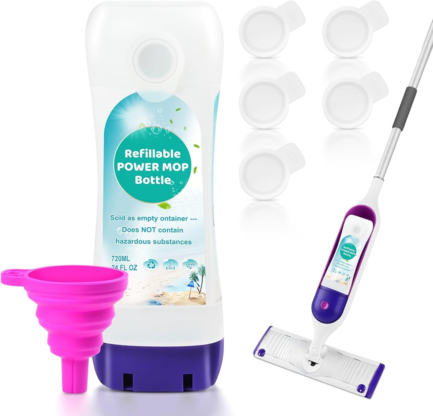 Skiennix Refillable Solution Bottle - 720ML Leak-Proof Cleaner Container | Universal Fit for Swiffer Power Mop