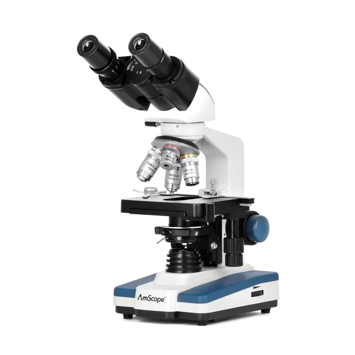 AmScope B120 Series Student & Professional LED Binocular Compound Microscope - 40X-2500X Magnification - Includes 0.3MP USB 2.0 Camera & Siedentopf Head