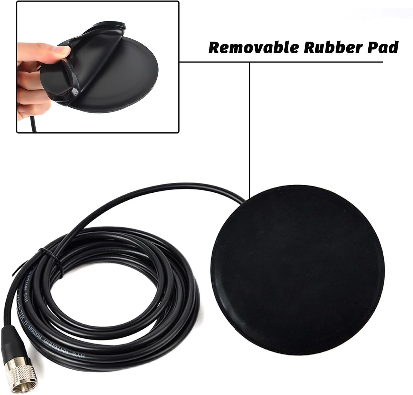 TWAYRDIO 4.3in 16.4ft RG58 PL259 NMO Antenna Mount, NMO Magnetic Mount with Low Loss Coaxial Cable Plug for VHF UHF HF
