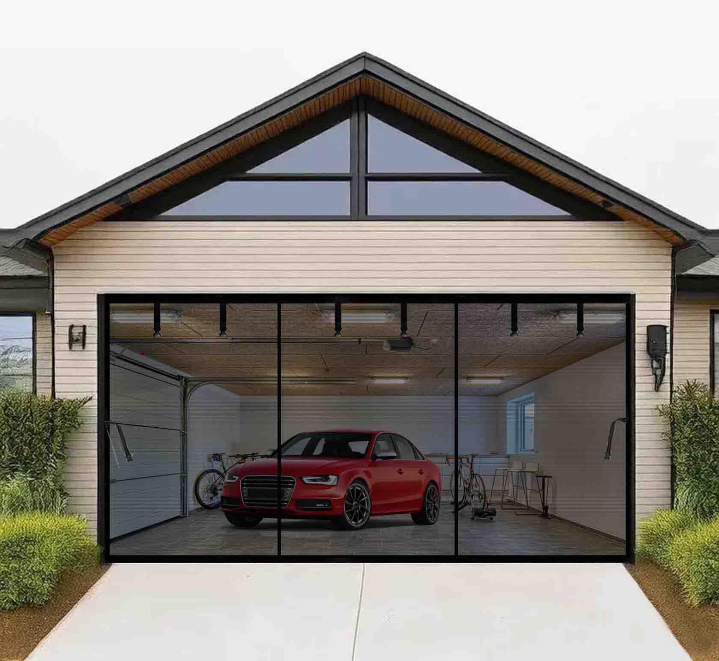 Magnetic Garage Door Screen 18x9ft for 2 Car Garage Retractable, Durable Heavy Duty Fiberglass Screen Mesh with Strong Magnets for Garage Door, Easy to Install (18x9ft Black)