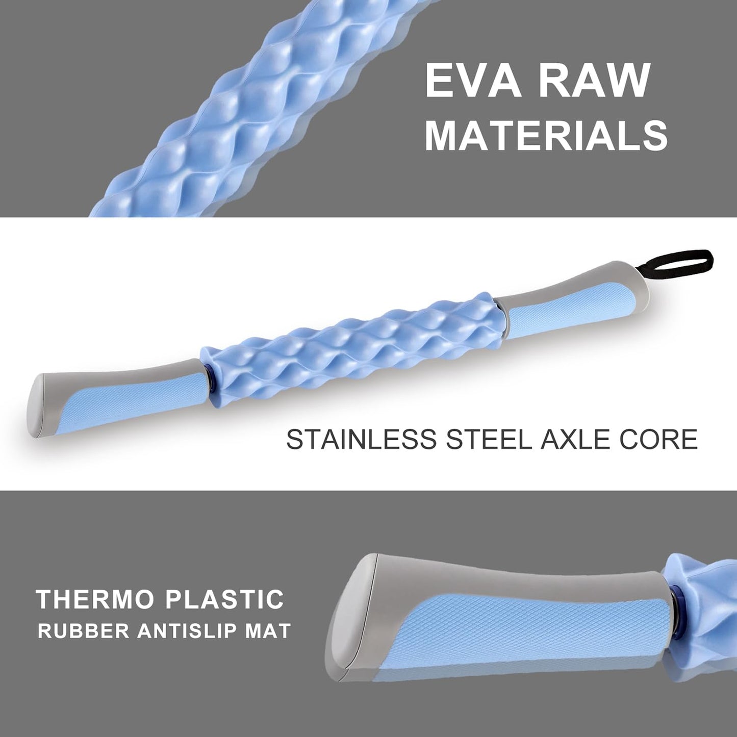 MZDXJ Muscle Roller,EVA Material, Massage Roller Stick for Athletes and Office Workers, Relieves Muscle Tension and Pain(EVA Blue)