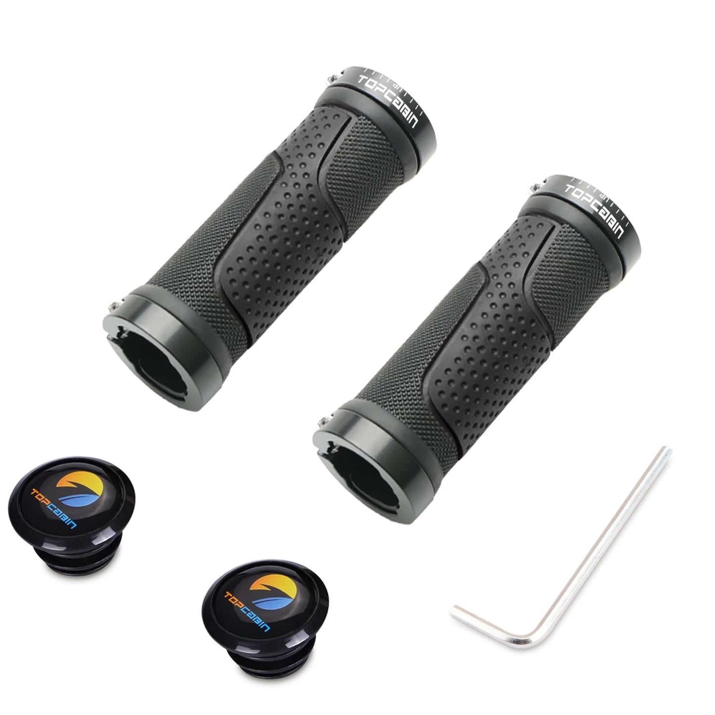 TOPCABIN Bike Handlebar Grips,Short Mini Bicycle Handlebar Grips Two-Color Rubber Bike Grips Fit Many Standard Bikes 2PCS 90MM Length (Aluminum Double Lock(Black90mm))