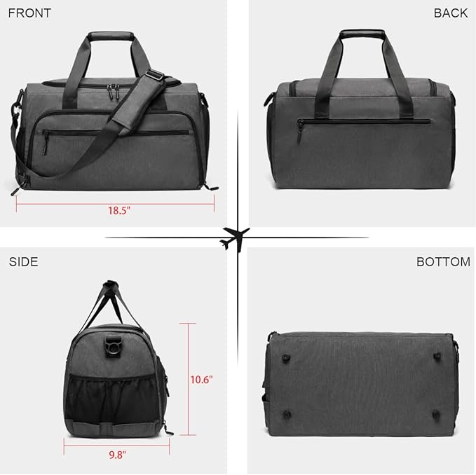 Gym Bag for Men Women, Small Fitness Workout Sports Bag with Wet Pocket & Shoes Compartment, Water Resistant Overnight Weekender Duffel Bag