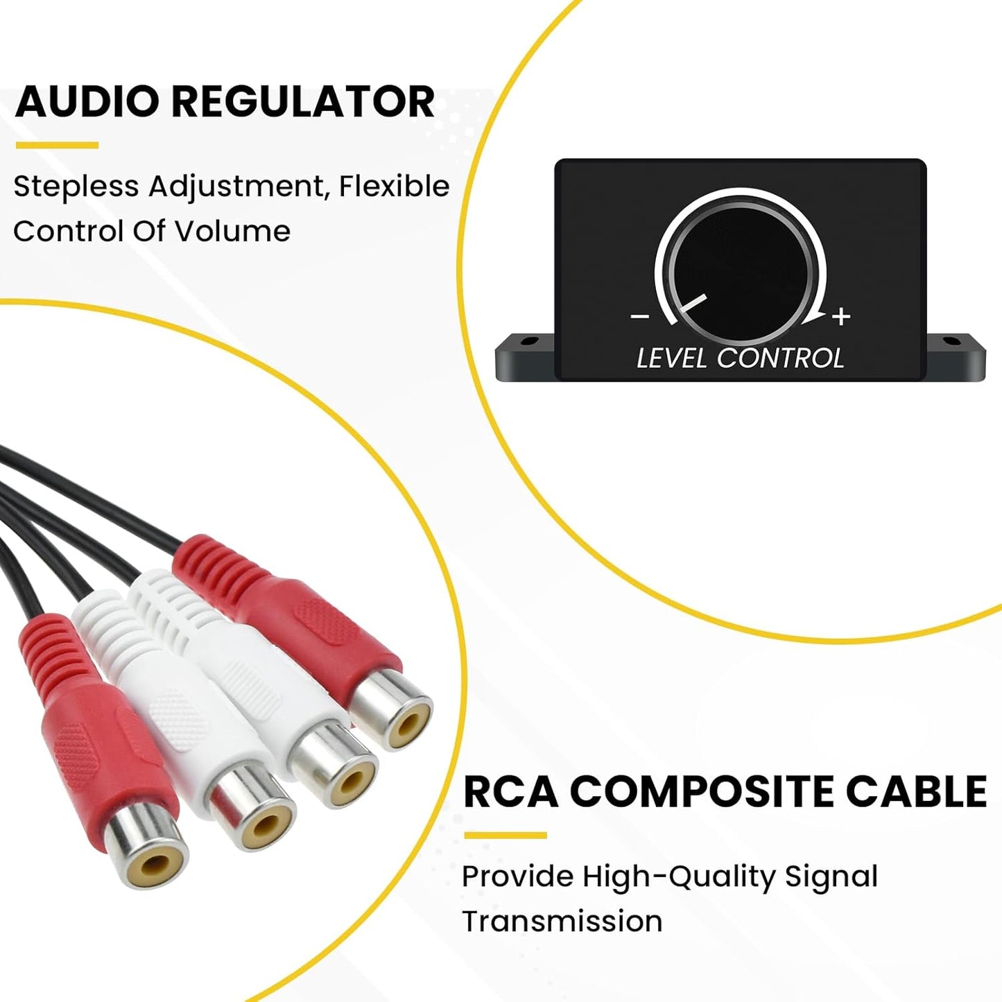 SATUY 2Pcs 4 2 Universal Car RCA Level Controller Amplifier, Audio Level Bass Boost Volume Control Knob with Screws
