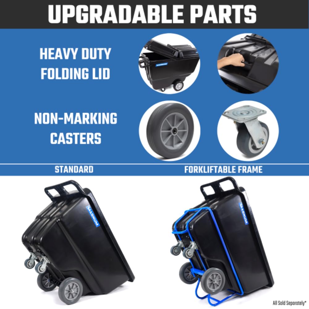 Magnum Tilt Truck, 1/2 Cu. Yd. Capacity Dump Cart with Heavy Duty 12” Wheels & 5” Casters for Handling, Transporting on Construction Jobsites, 750 lbs, Trash Cart with Wheels DUC12A-02PK (2-Pack)