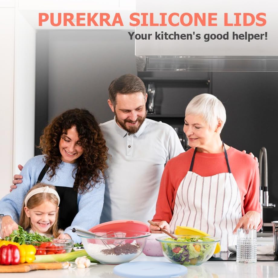 Pyrex Silicone Replacement Lids - Food Grade Covers for 1 Quart, 1.5 Quart & 2.5 Quart Bowls | Dishwasher & Microwave Safe - 3 Pack