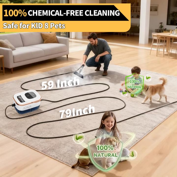 Steam Cleaner, 6 Steam Levels, 42oz Tank & 11 Pieces Accessories, 1500W High-Temperature Steam Cleaner for Home, Steamer for cleaning Car, Tile, Floor