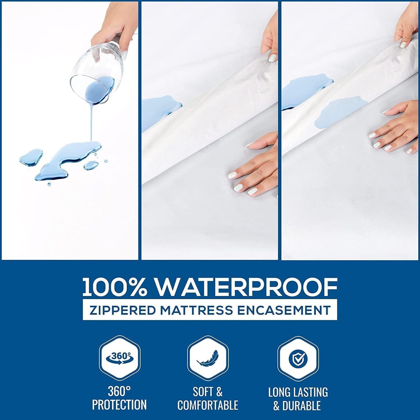Utopia Bedding Waterproof Mattress Protector - Full XL Size, Zippered Bed Bug & Dust Mite Proof Cover