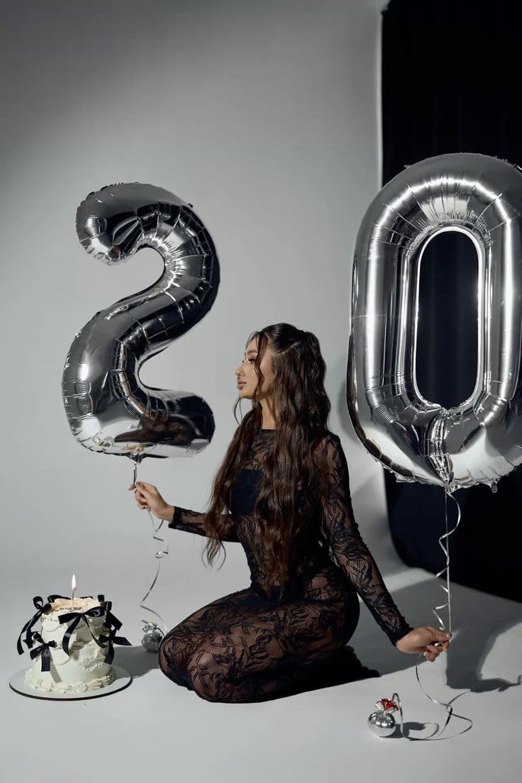 Skiennix Large 14th Silver Birthday Balloons - 40 Inch Foil Decorations for Weddings & Engagements