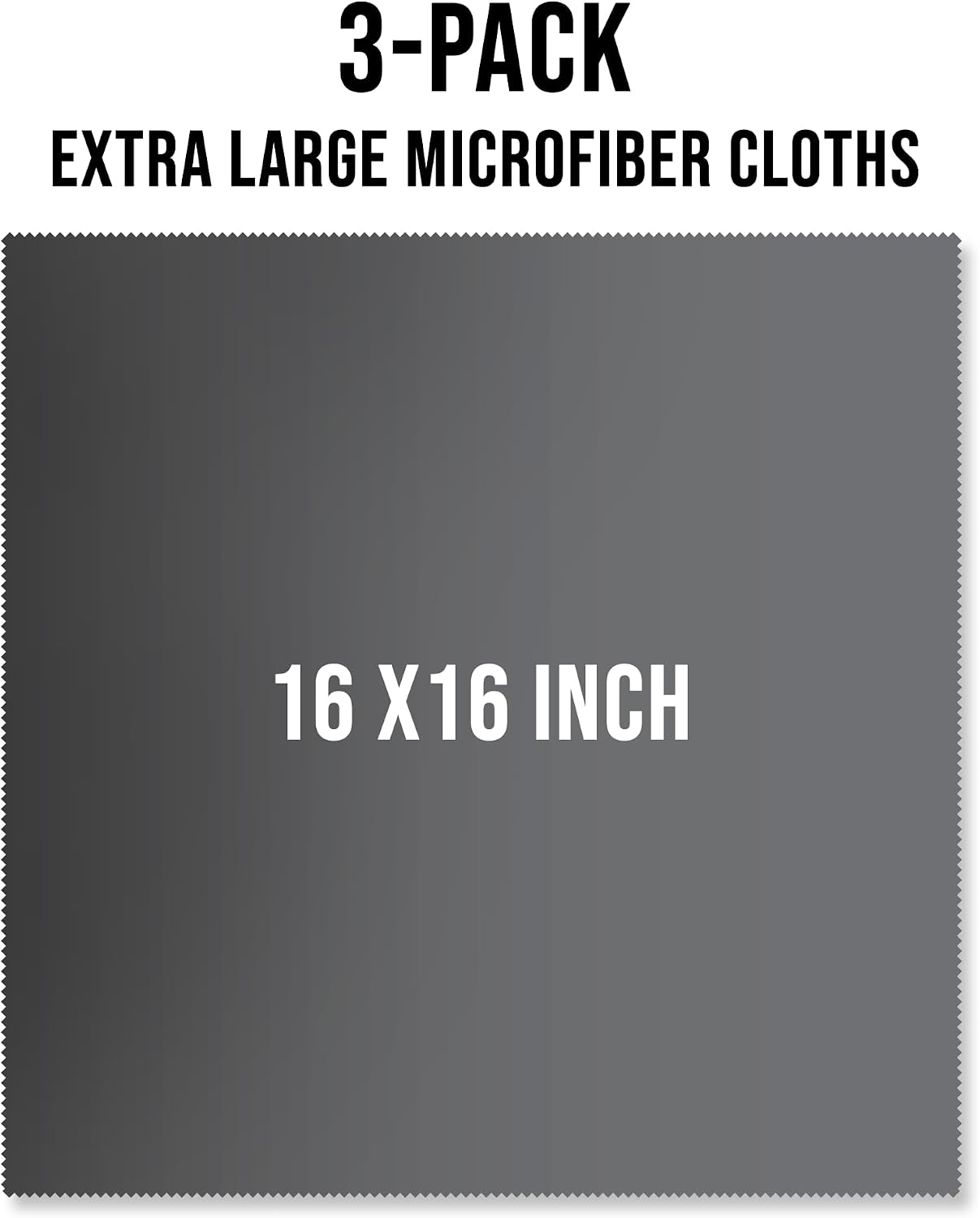 JUNRO 3-Pack 16x16 Inch Extra Large Lint-Free Microfiber Cleaning Cloths for Laptop, LCD TV, Computer Screen, Monitor