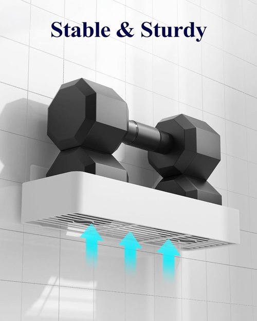 Kitsure Shower Caddy - Rustproof Metal Adhesive Organizer for No-Drill Bathroom Storage | 2 Pack, White, XX-Large