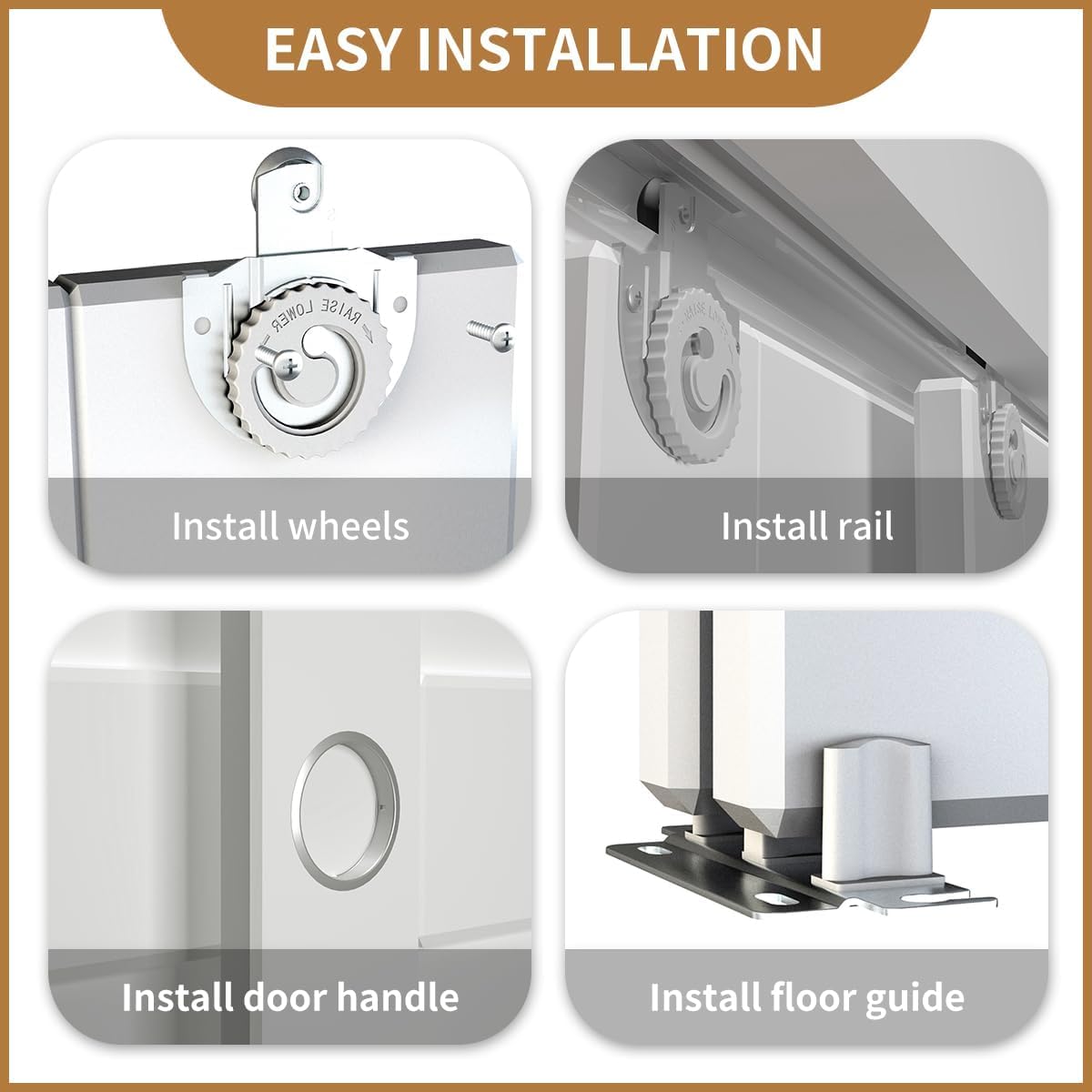 Bypass Sliding Door Hardware 96", Bypass Wardrobe Closet Door Track Set, Smoothly and Quietly, for 2 Door System