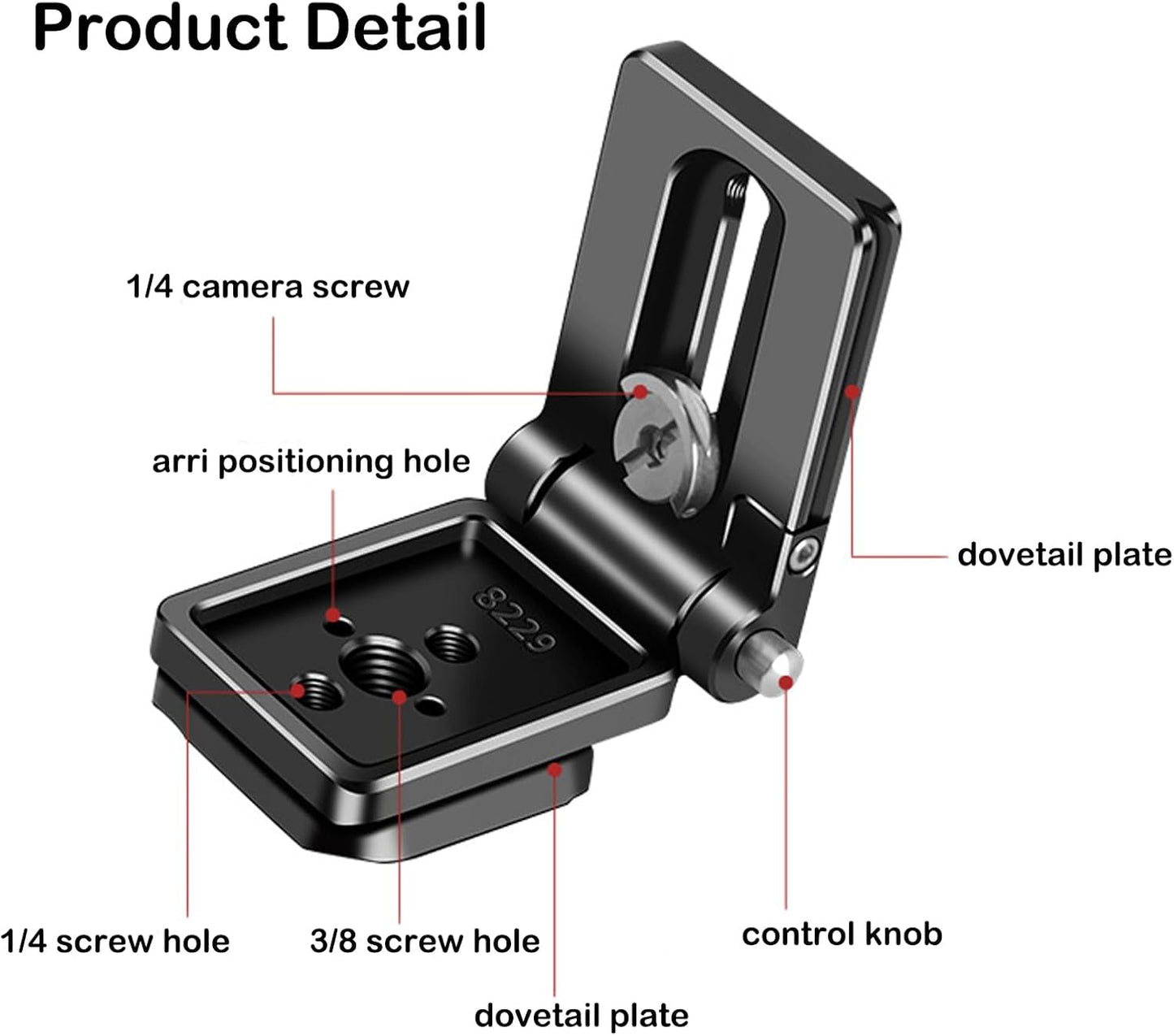 VEETALEE 1/4" 3/8" Foldable Camera L Bracket,Tripod Quick Release Plate, Aluminum Vertical Horizontal Switching Mount
