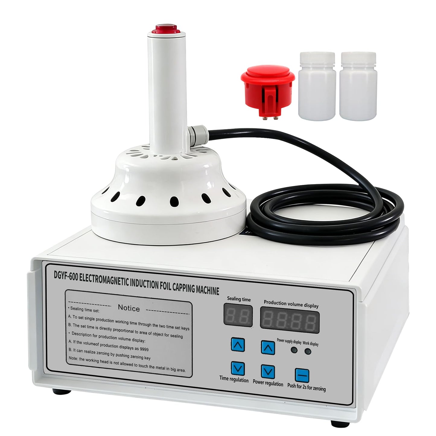 TEMUGODIE Portable Handheld Induction Sealer, 20mm-130mm, 110V, Bottle Cap Sealing Machine for Plastic/Glass Bottles, White