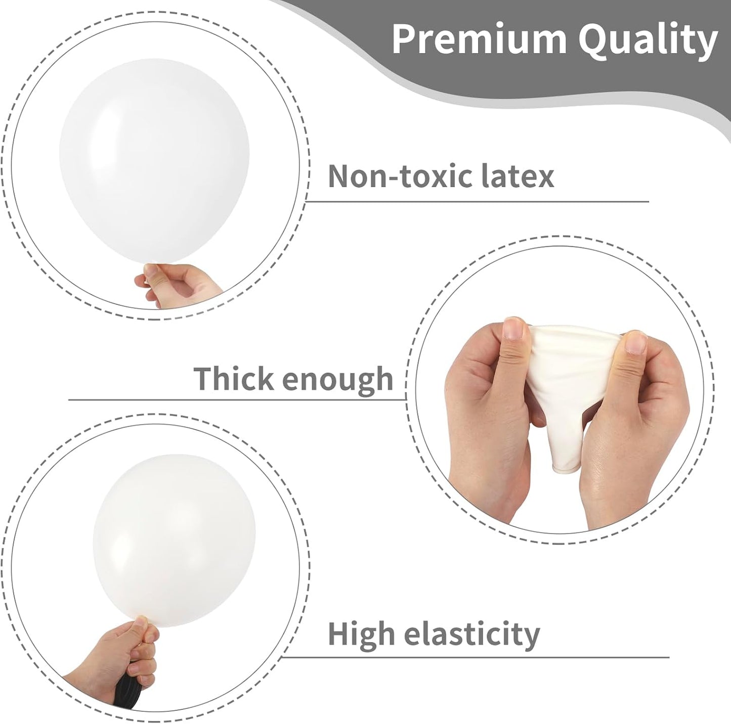 RUBFAC White Balloons - 105 Pcs in 5/10/12/18 Inch Sizes | Perfect for Party Decorations & Events