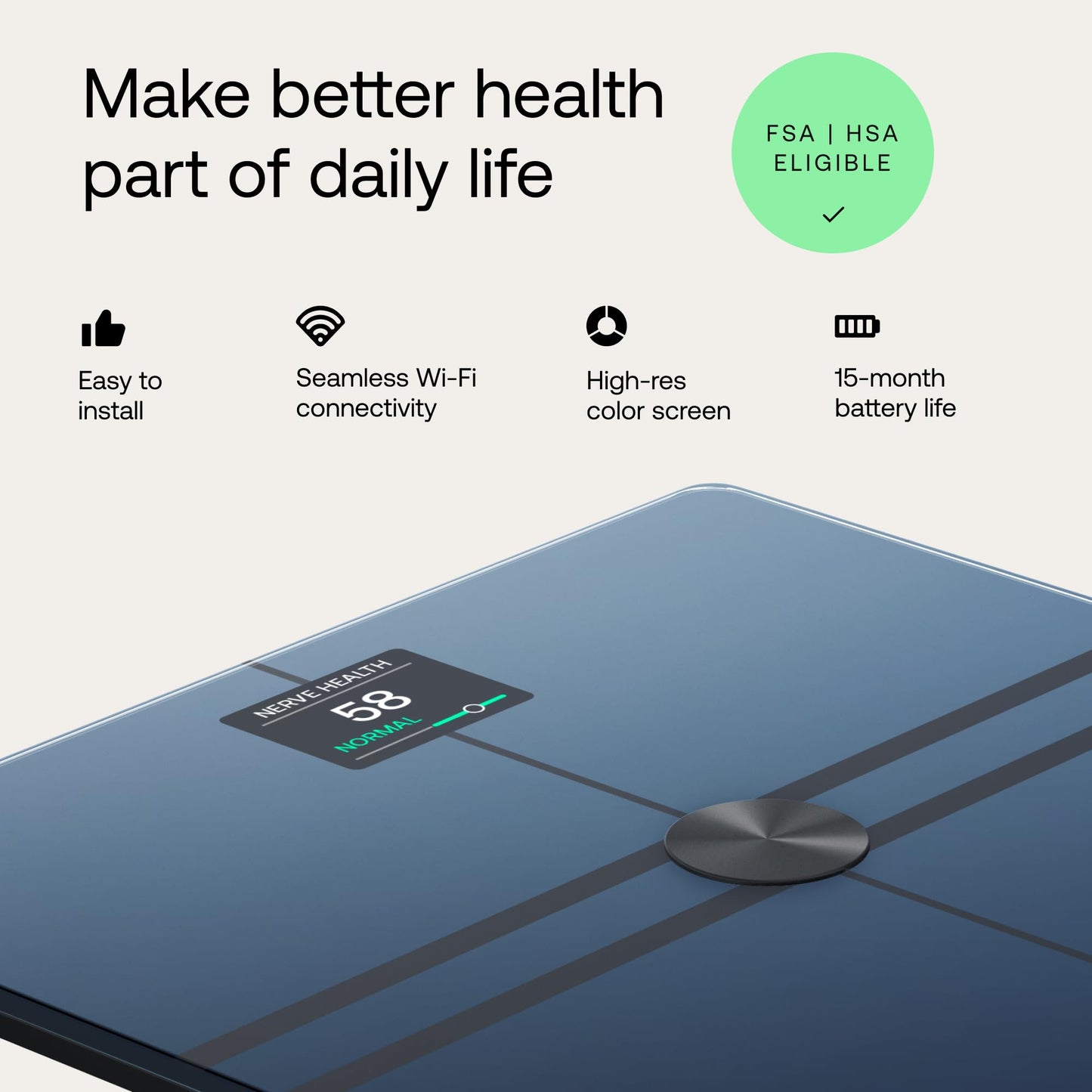 WITHINGS Body Comp - Scale for Body Weight and Complete Body Analysis, Wi-Fi & Bluetooth, Baby Digital Scale, Accurate Visceral Fat, Heart Health, Scales Compatible with Apple