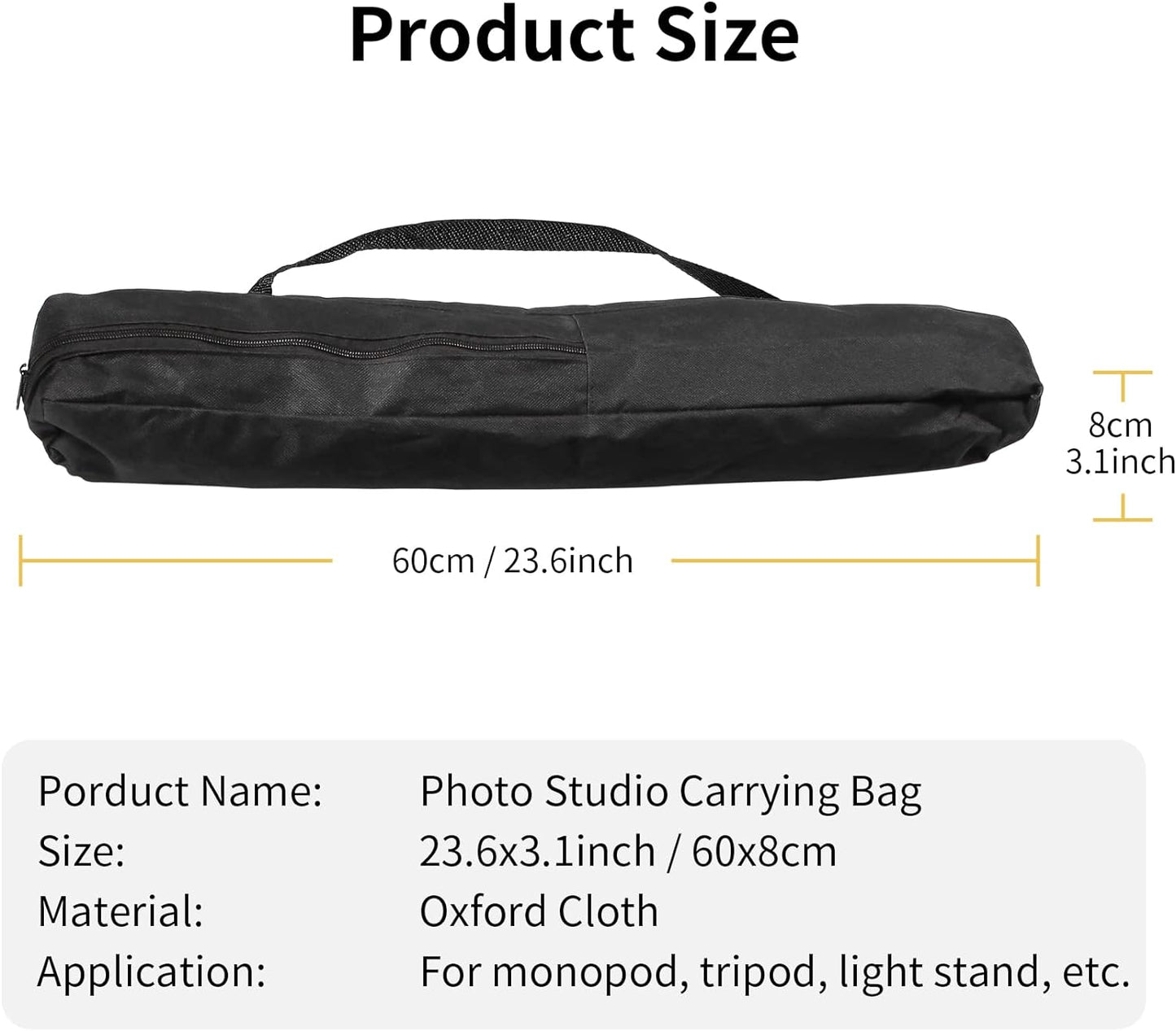 23.6in Meking Carrying Case Bag with Strap for Light Stand Tripod Monopod Photography Photo Studio