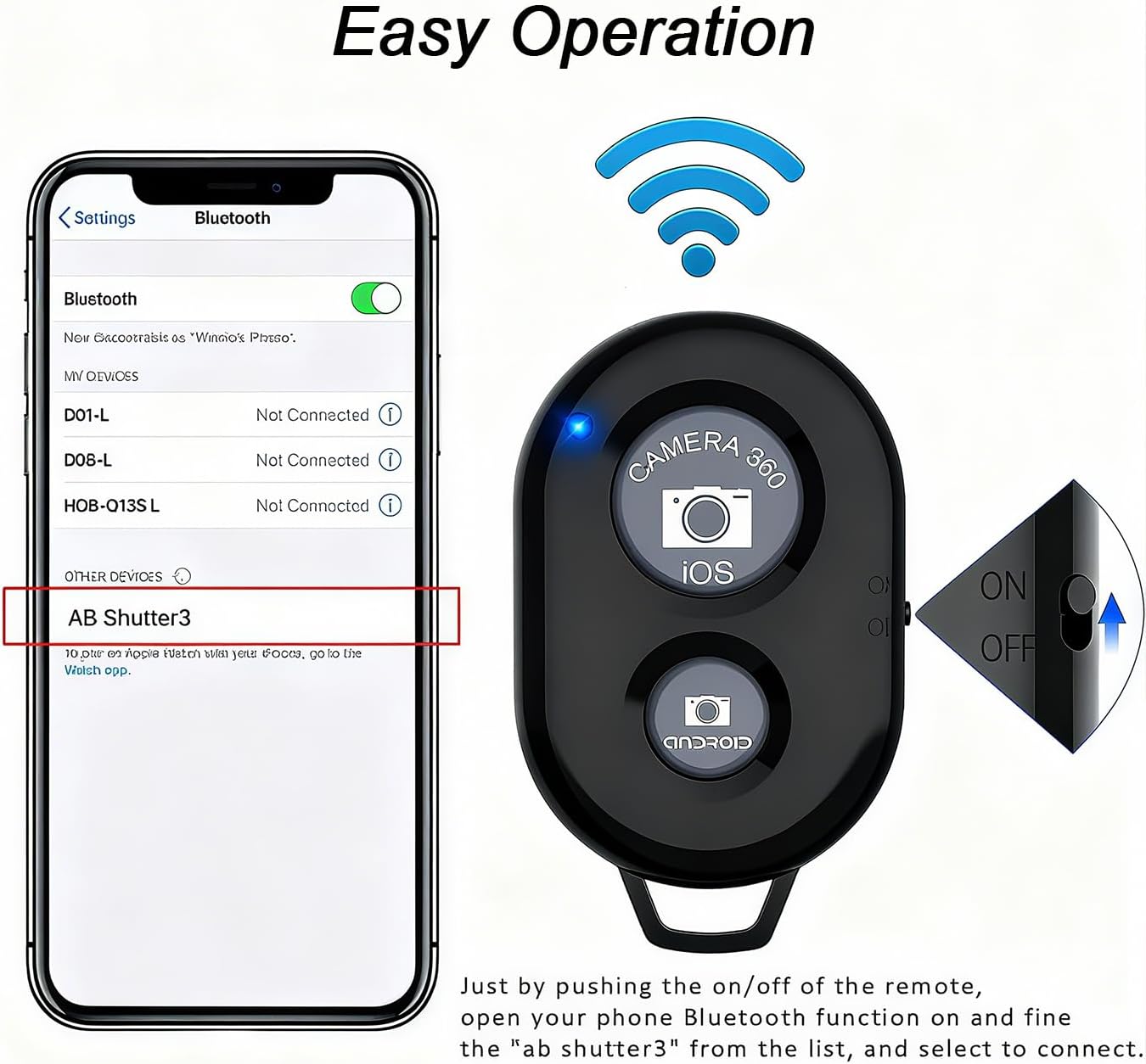 EszkozTA Cellphone Remote Shutter for Smartphones and Tablets, AOQIYUE Wireless Camera Remote Control Compatible