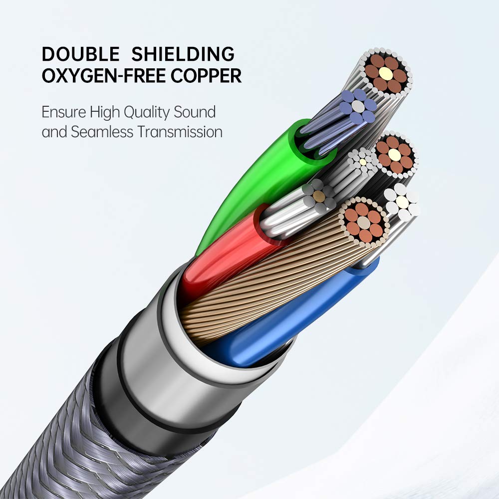 3.5mm 3 6.6FT/2M 3.5mm 3-Male MP3, to RCA Audio Video Cable, to RCA Adapter Stereo AUX Cord AV Cable for Camcorders