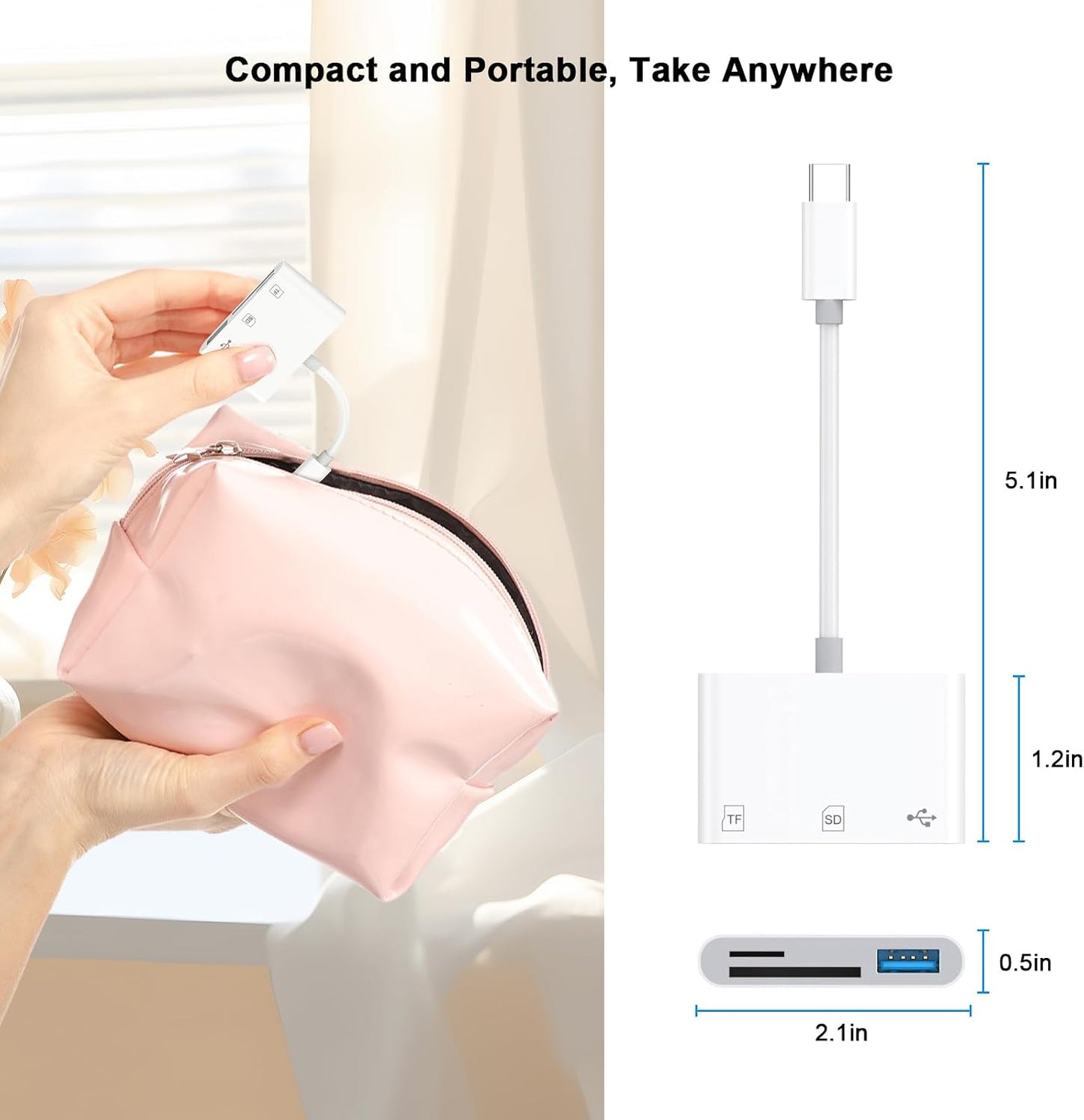 Smilebridge 17 16 15 3-in-1 USB C SD Card Reader for iPhone Pro Max iPad MacBook, Type C Memory Trail Camera Card