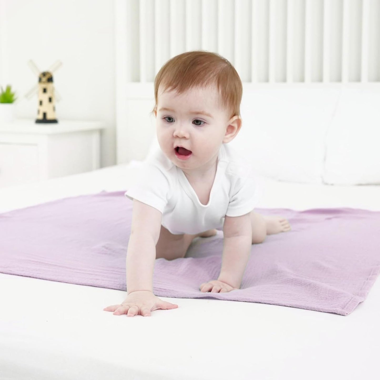 Skiennix Muslin Swaddle Blankets - Soft & Breathable 100% Cotton | 2 Pack, Large 40 x 40 Inches, Pink & Purple