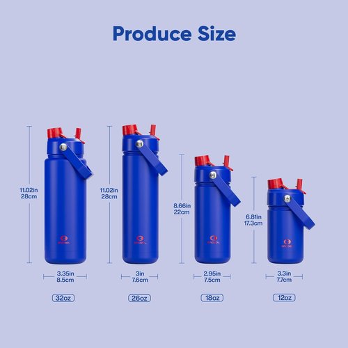 ENCOOL Insulated Water Bottle - Leak-Proof Stainless Steel with Straw | Keeps Drinks Cold for 24 Hours (26 oz, Beaucoup Blue)