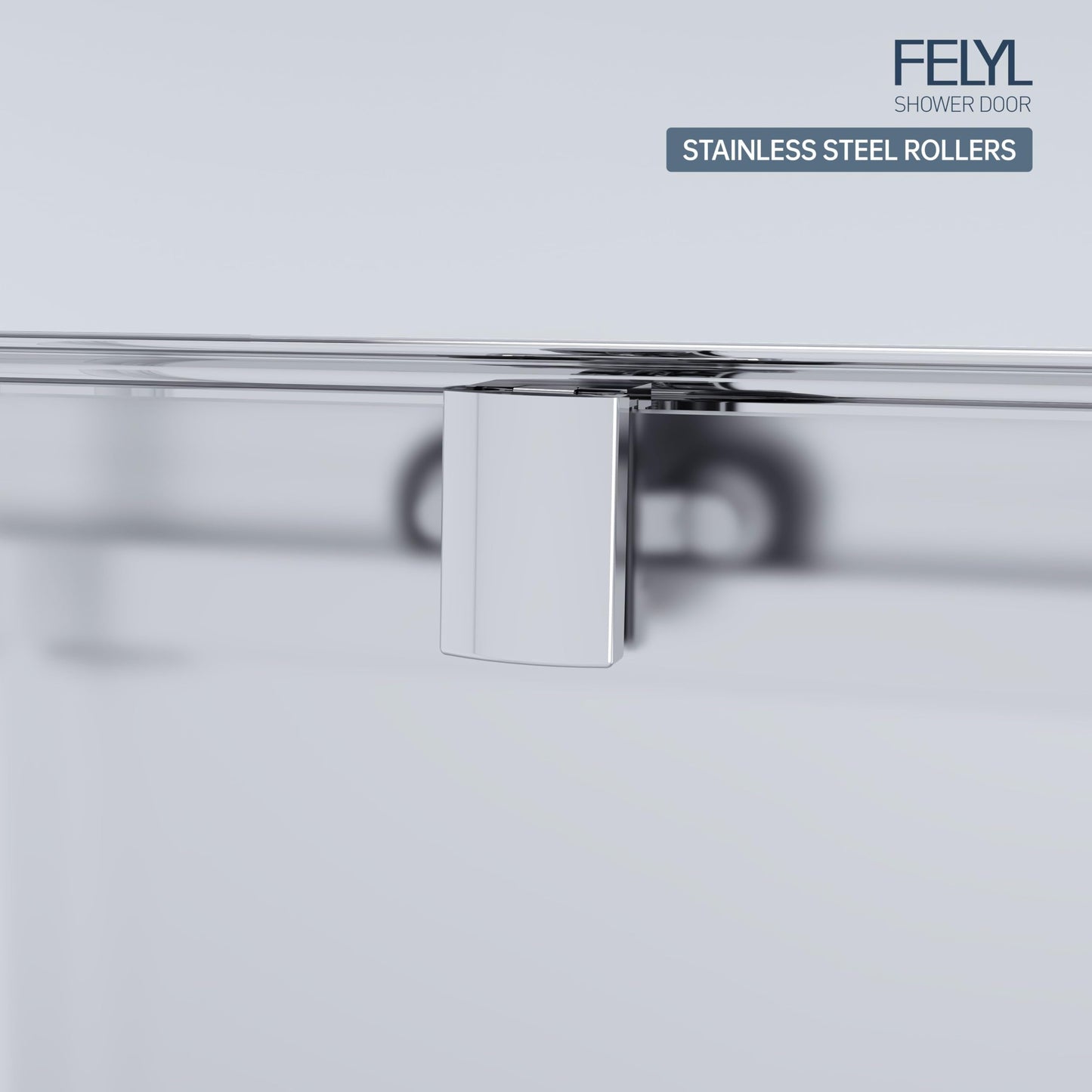FELYL Frosted Sliding Shower Door 43-48" W x 72" H, Chrome Finish, Single Sliding Door, Framed, 1/4" (6mm) SGCC Tempered Glass, Reversible Installation