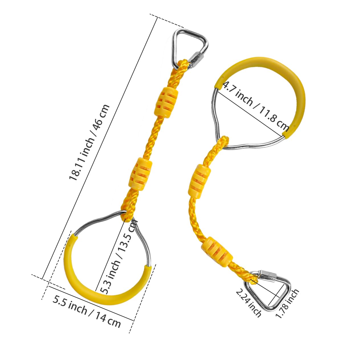 Ymeibe Ninja Rings Monkey Bars Swing Trapeze Bar Playground Swingset Rings Ninja Course for Kids Ninja Gymnastic Rings Backyard Ninjaline Obstacle Accessories (6 Color)