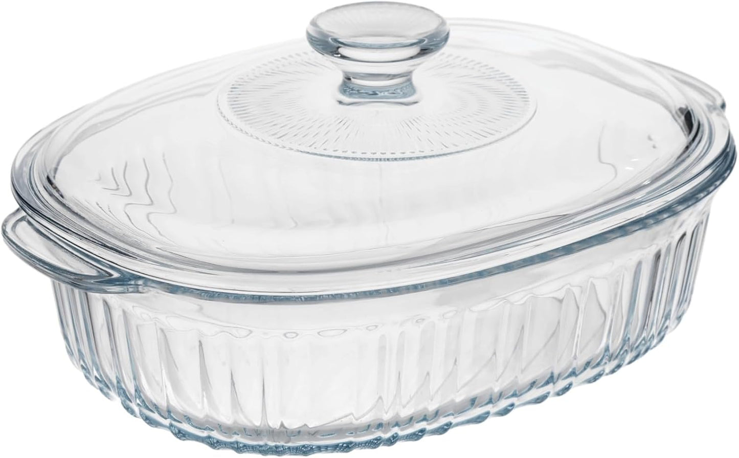Skiennix 1.9 QT Oval Glass Casserole Dish - Clear Borosilicate, Oven & Fridge Safe, Easy-Clean Design