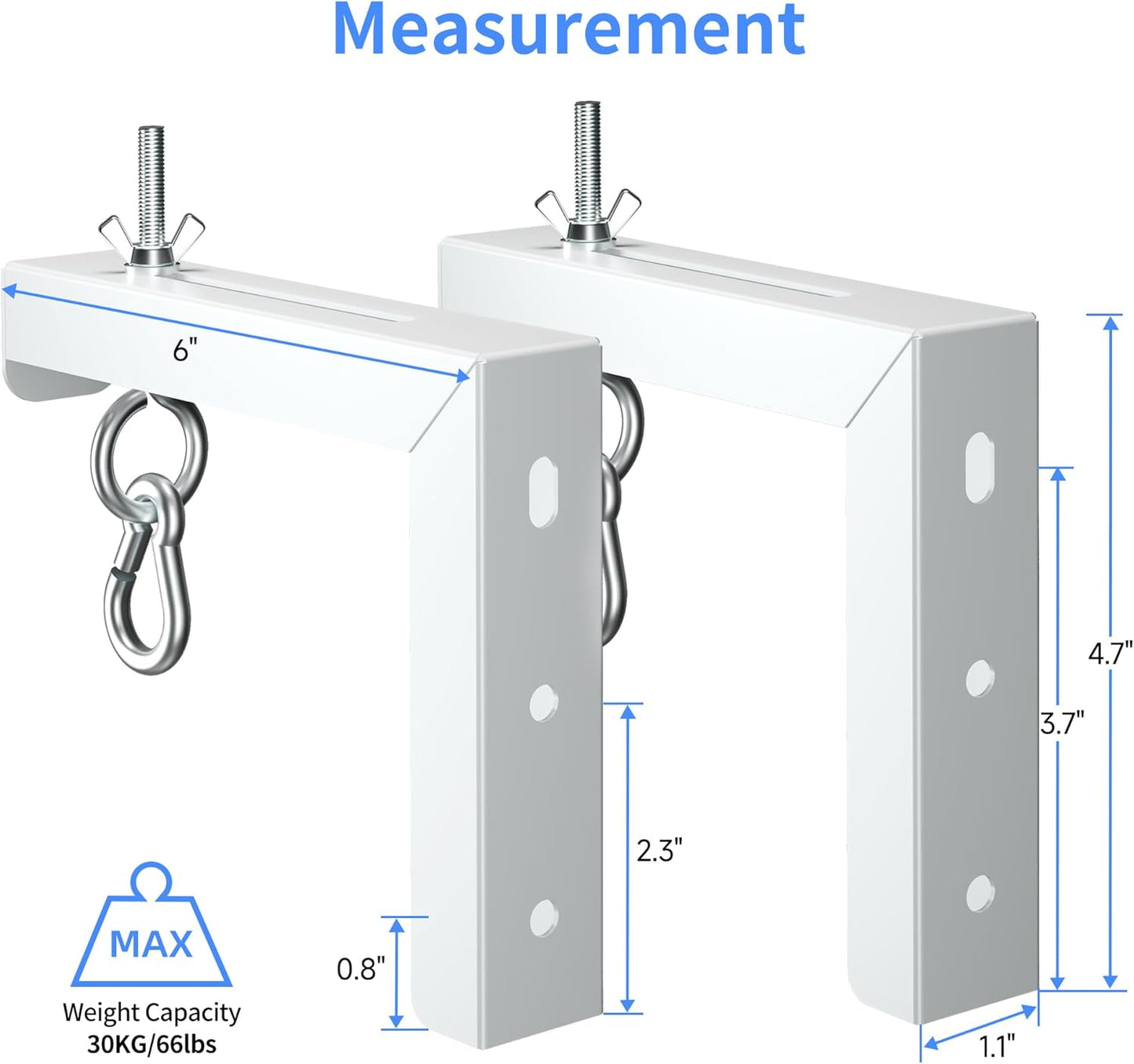 XINLEI 6 inch 66 lbs, PRL003W Universal Projector Screen Wall Mount L-Brackets Hanging Ceiling Mount, Adjustable