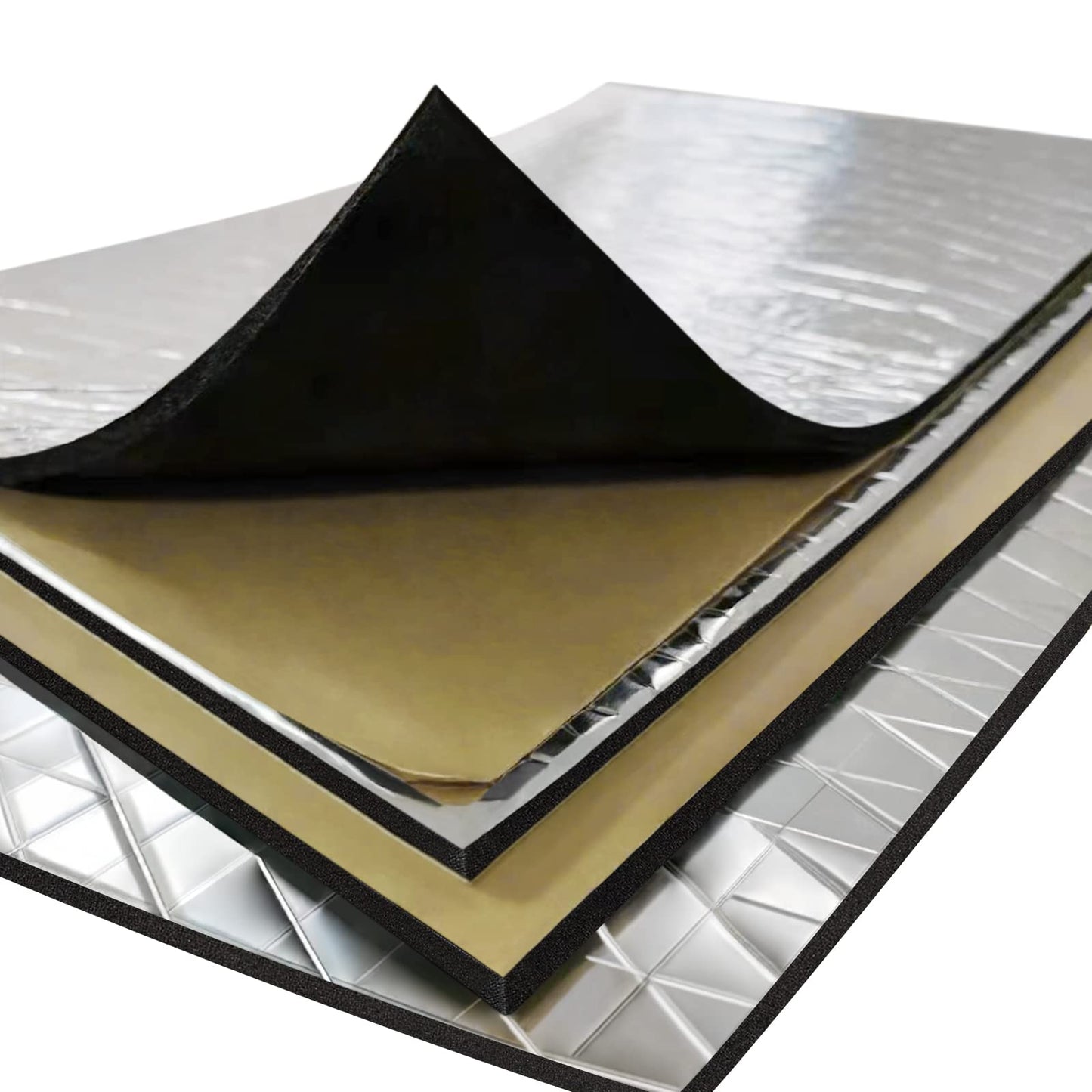 KOIKEY Car Sound Deadening Mat, 197mil (5mm) 8.7 sqft Closed-Cell Foam Car Insulation Material, Aluminum Foil Heat Shield, Waterproof Self-Adhesive Sound Deadener, 8 Pcs