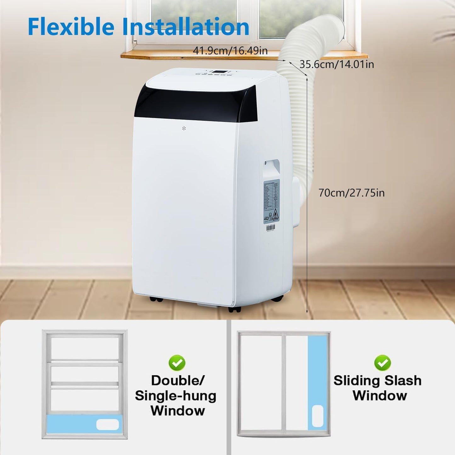 14000 BTU Portable Air Conditioners with Remote Control, 3-in-1 Free Standing Cooling AC Unit with Fan & Dehumidifier, Cools Room up to 750 sq.ft,Sleep Mode,3 Speed,Auto Swing,24H Timer