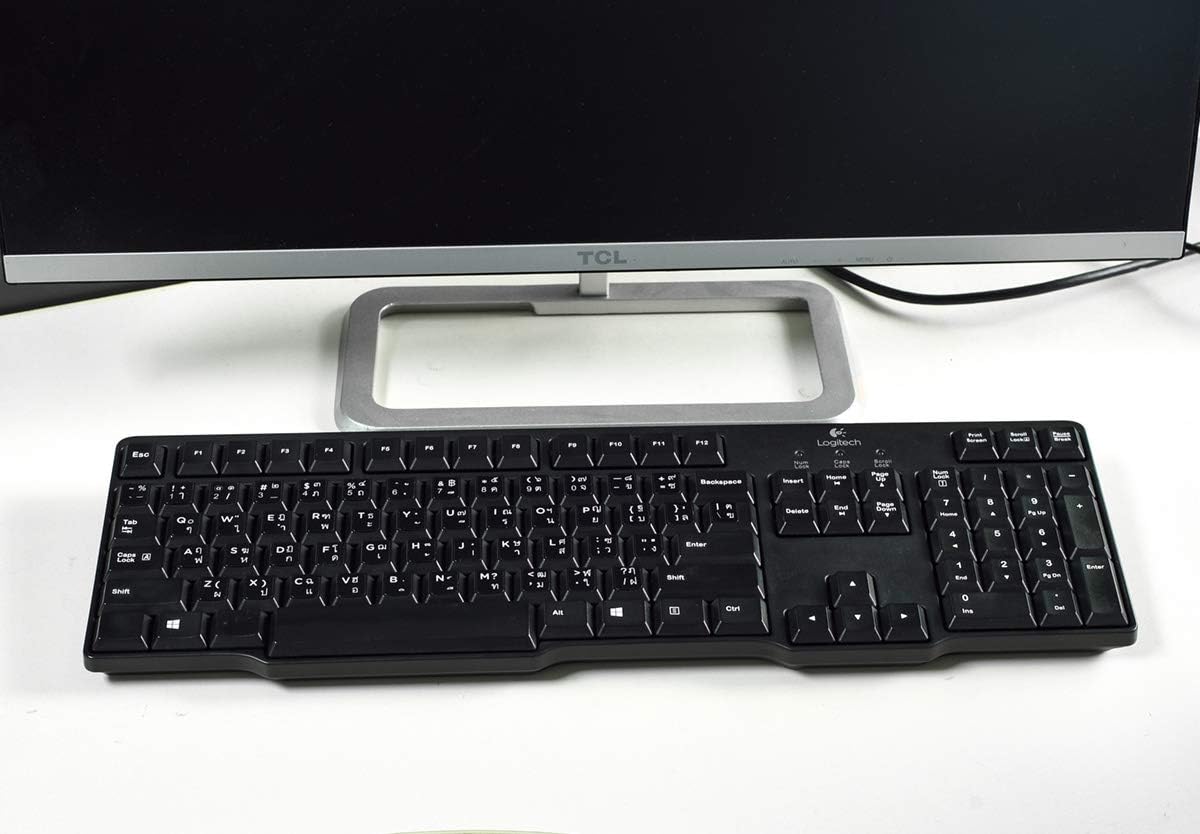 CaseBuy 2PCS Thai Keyboard Stickers, Thai-English Keyboard Letters Replacement Sticker White Font on Black Background