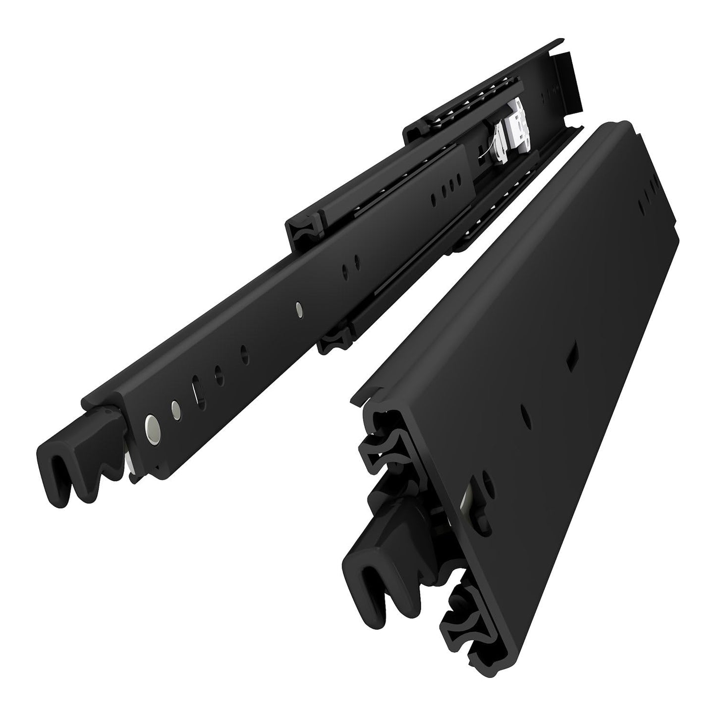 VADANIA 48" Ultra Heavy Duty Drawer Slide with Lock #D76, 3" Widening Black-electroplated Cold-Rolled Steel, Industrial Grade Heavy Load Capacity, 3-Fold Full Extension, Side Mount, 1-Pair