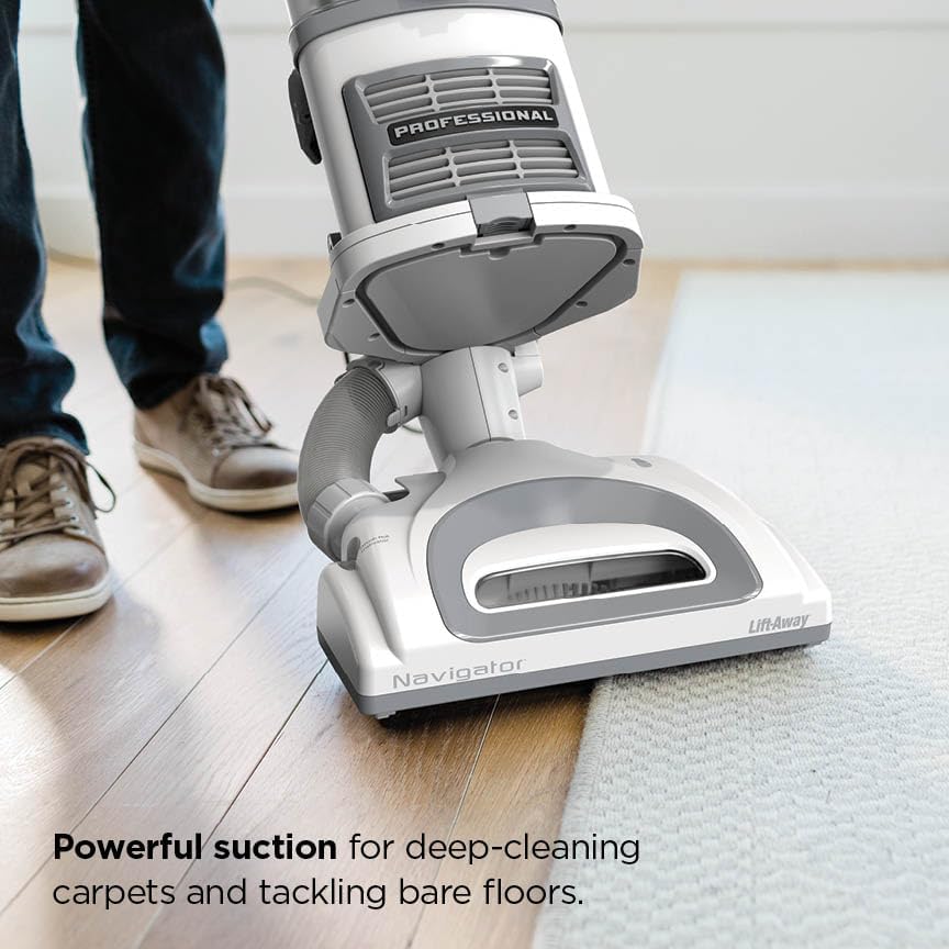 Shark Navigator Lift-Away Upright Vacuum Cleaner - Pet Hair HEPA Filter | Swivel Steering | White/Silver | NV356E