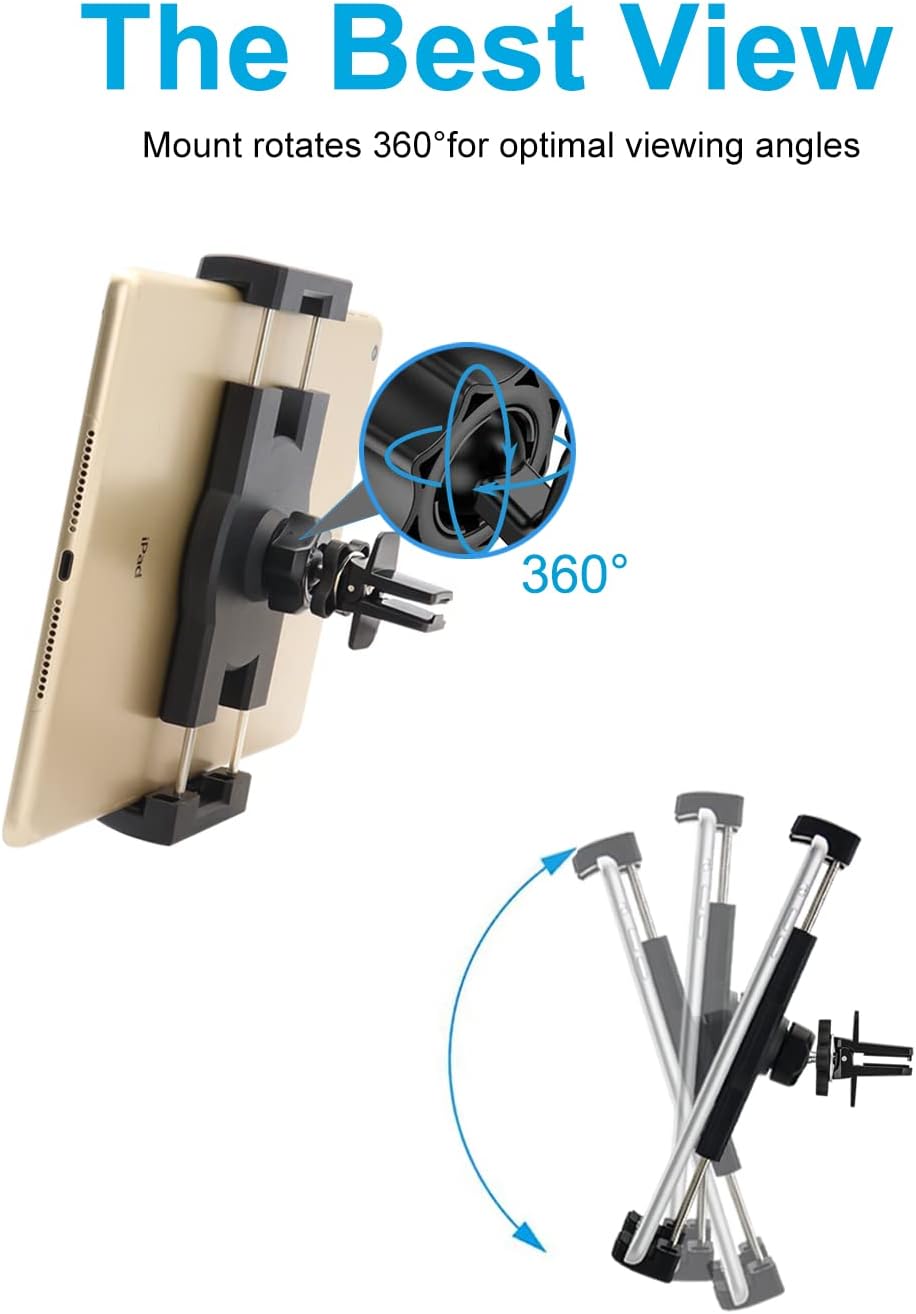woleyi 4.7-11" Air Vent Car Tablet Mount, AC Vent Tablet Holder for Car, Universal Tablets Clamp Vent Clip, Compatible