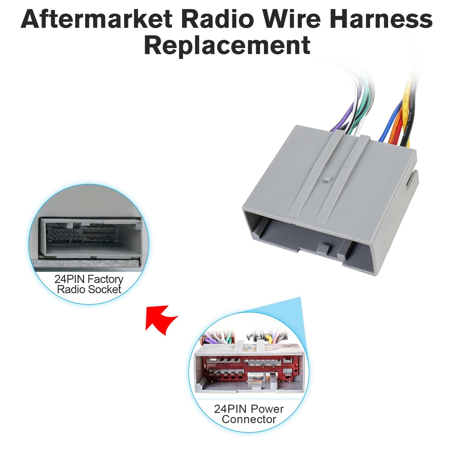16Pin-24Pin F-150 F-250 F-350 F-450 F-550 Radio Wiring Harness Adapter Kit Compatible with Ford Explorer Lincoln
