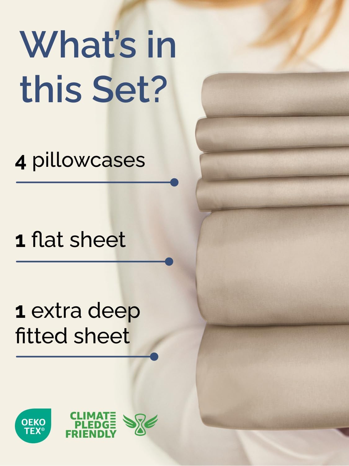 Skiennix Extra Deep Queen Sheet Set - 6-Piece Breathable Cooling Bedding - Soft, Wrinkle-Free Wheat Color