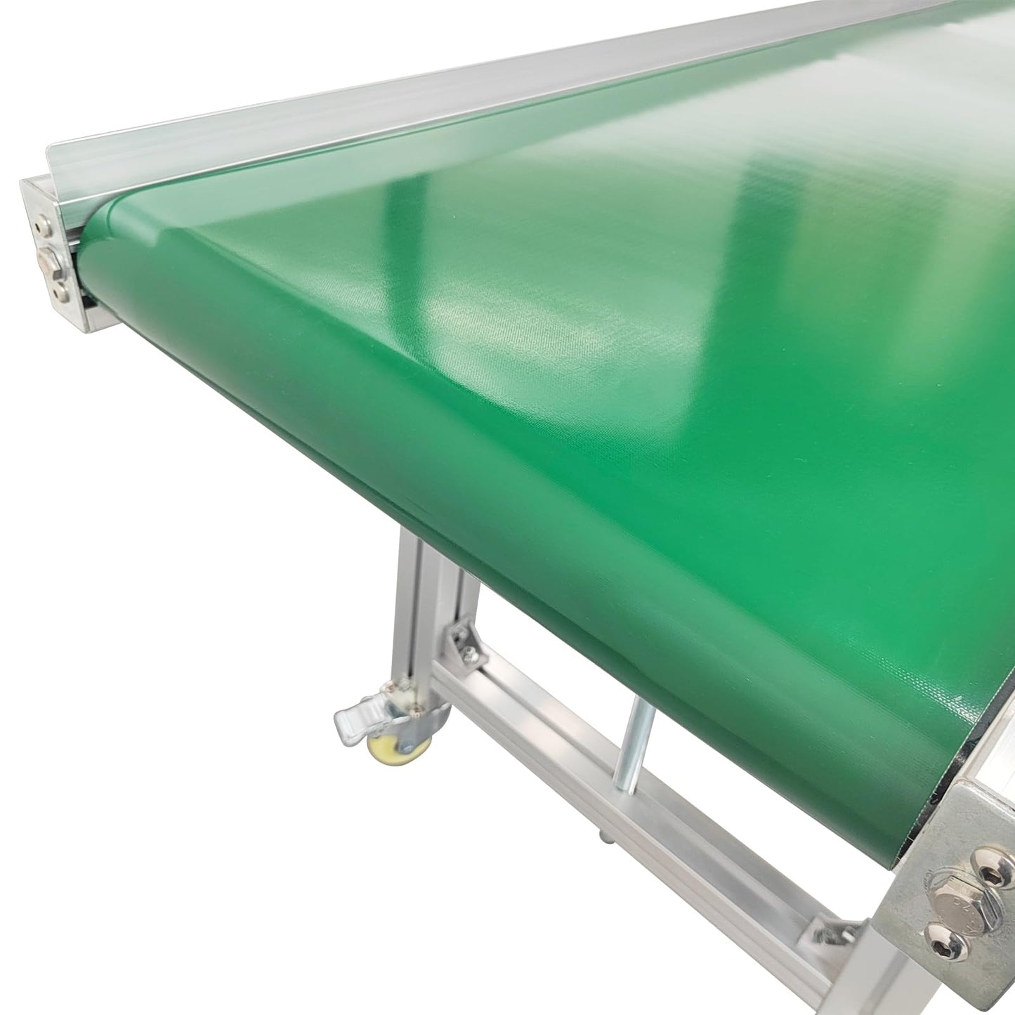 Yokoma PVC Conveyor Machine Belt Adjustable Speed Flat Conveyor Belt Systems on Wheels 70.9inch*19.7inch Aluminum 120W 110V Green