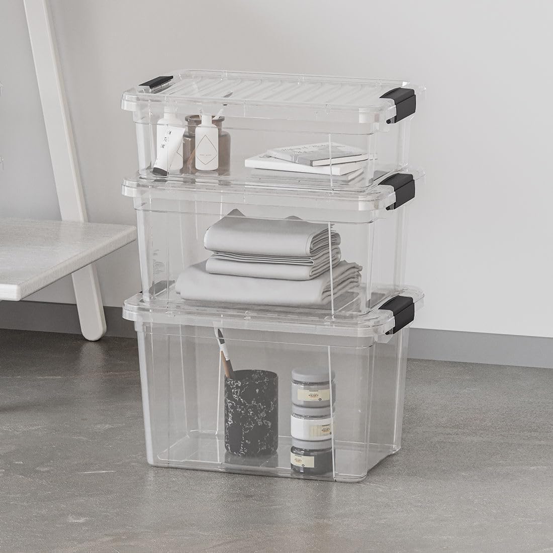 Superio Storage Bins - 10 Pack Clear Organizing Boxes | 2.5 Qt Stackable, BPA-Free & Odor-Free