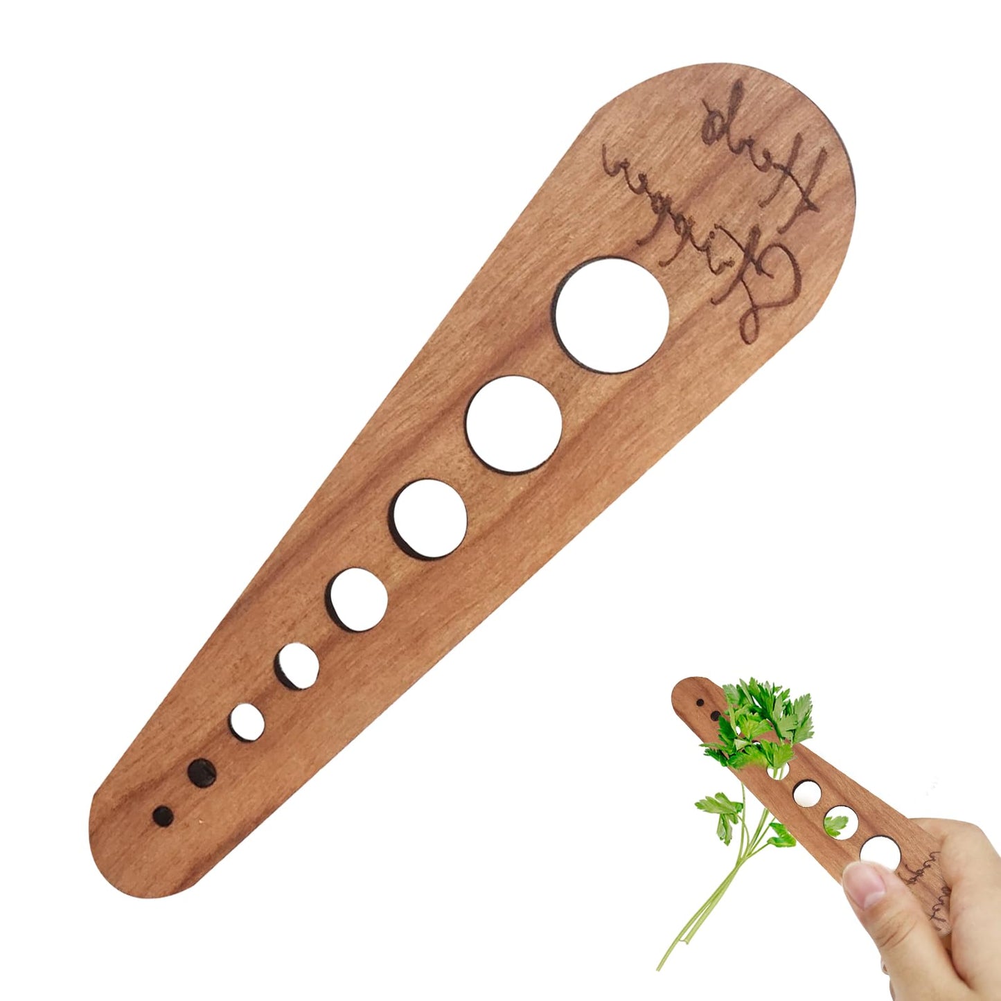 Pottery Herb Stripper Ceramic Herb Stripper Herb Stripping Tool Vegetable Leaf Remover 8 Different Apertures Suitable for Herbs Chef Gifts Cooking Housewives (Wooden) (Caramel)
