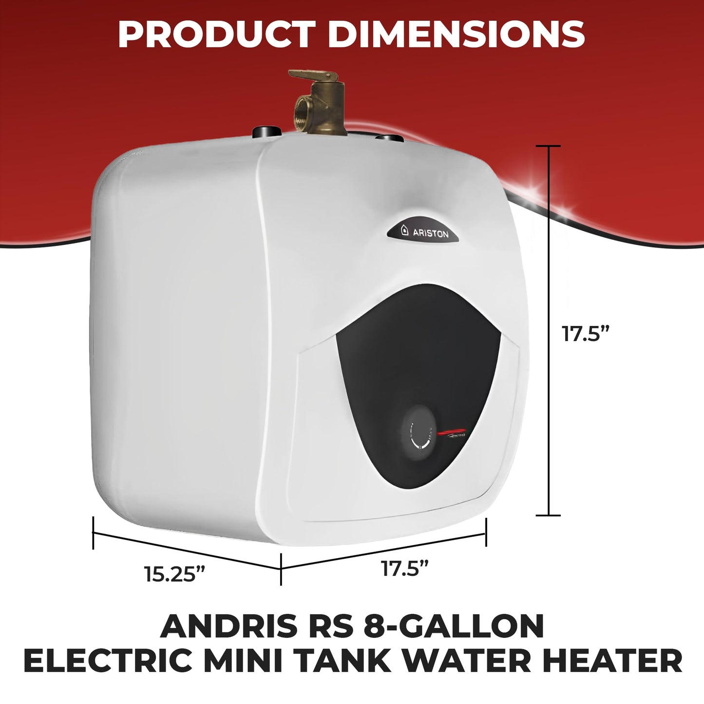 4 Gallon Capacity, 120-Volt – Ariston Andris Mini Tank Electric Water Heater – Heating Solution for Under Sink, RV, and Compact Spaces, Smart Boost for Versatile Heating, Simple Installation