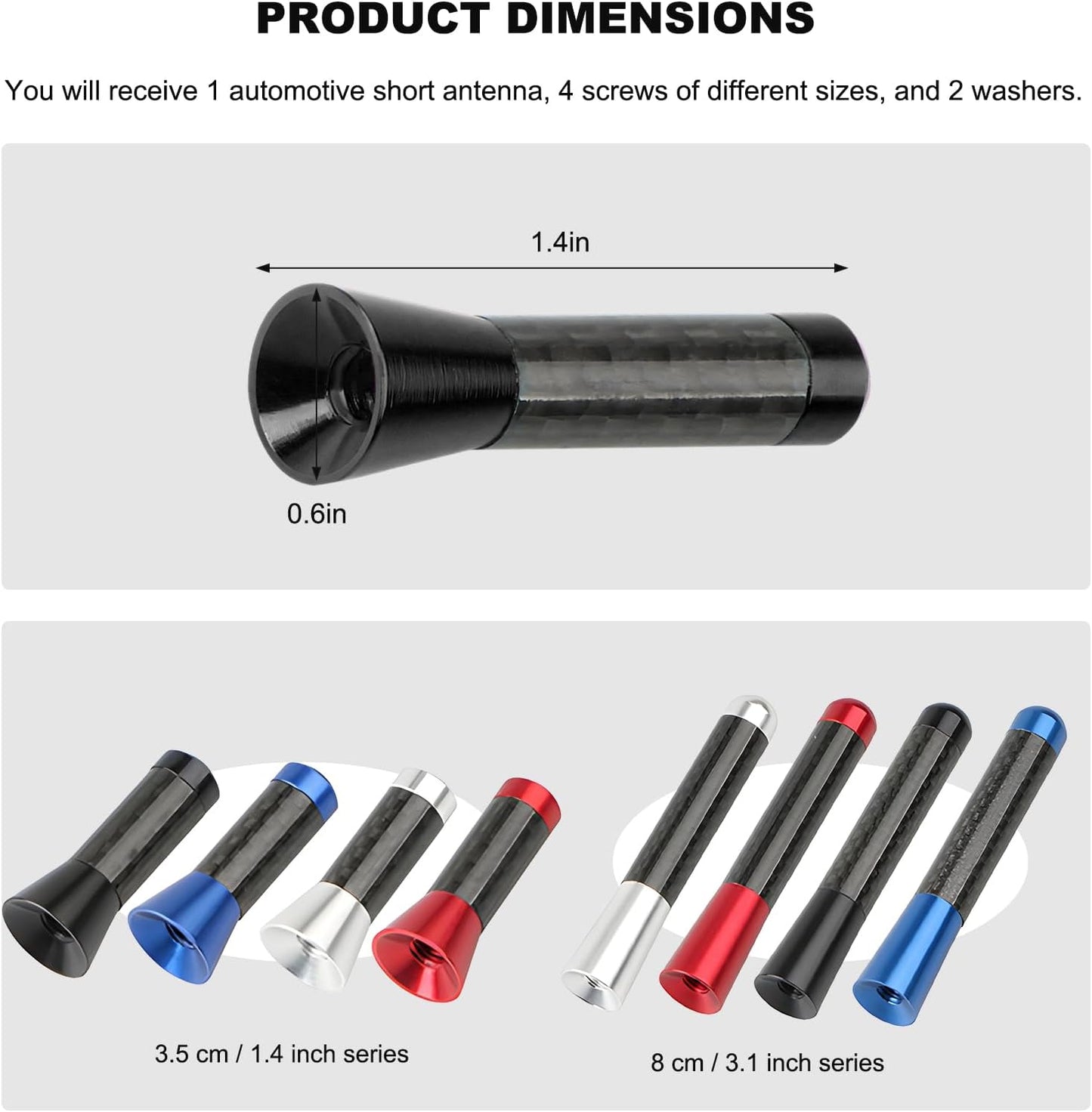 Gdnecad 1.37 Inch 3.5 CM) Car Short Antenna, Mini Aluminum Alloy Car Aerial Antennas for AM/FM Radio Reception, Stubby
