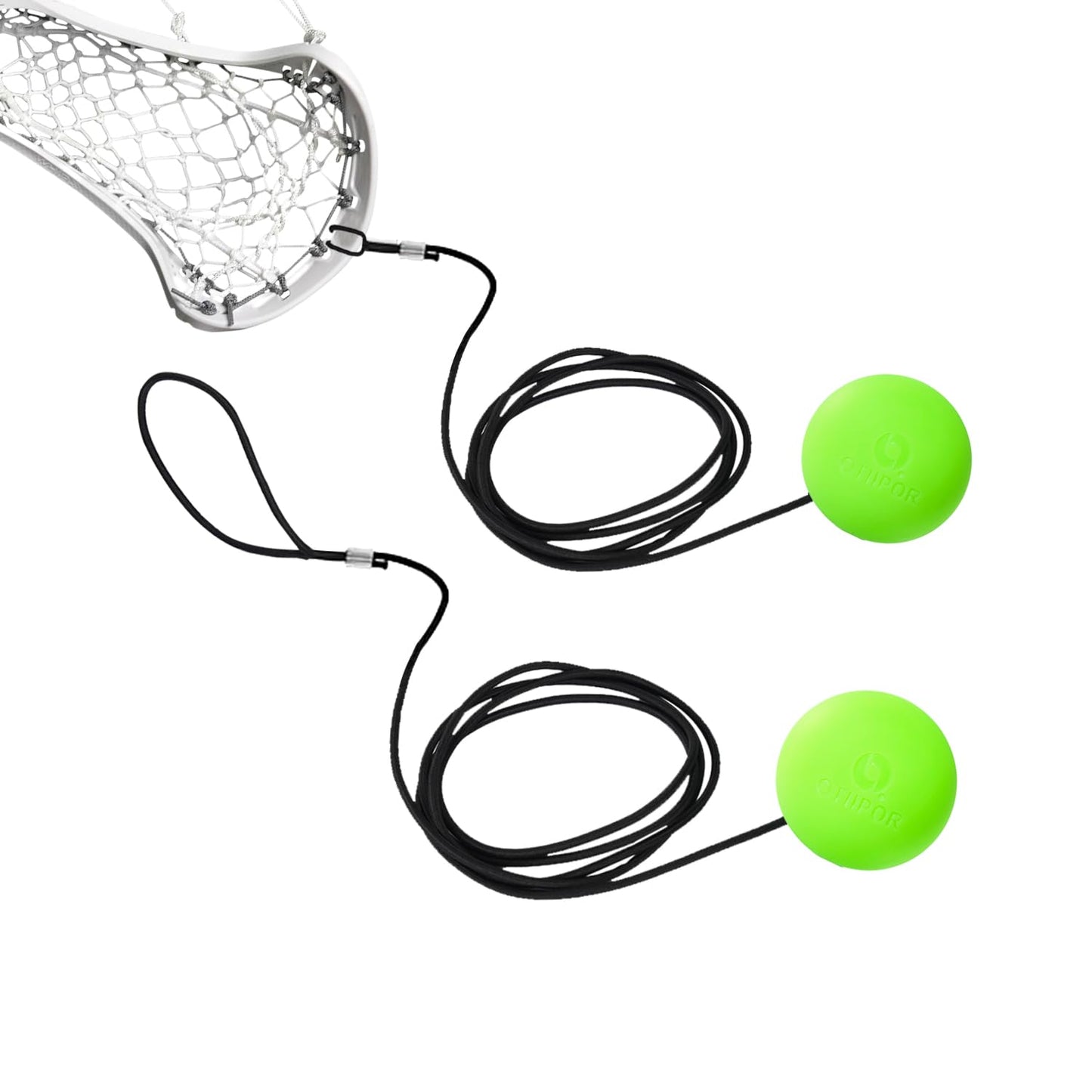 OTIIPOR Lacrosse Rebounder Glow in The Dark,Lacrosse Training Equipment Rope Suitable for All Beginners,Fits All Sticks(2 Pack)